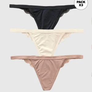 Paquete x 3 tangas descaderadas con encaje