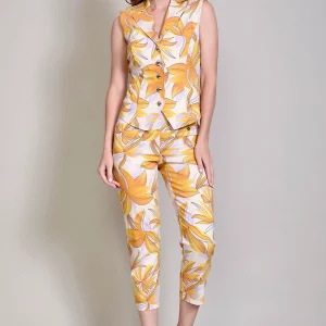 Conjunto estampado de chaleco con cinturon y leggings