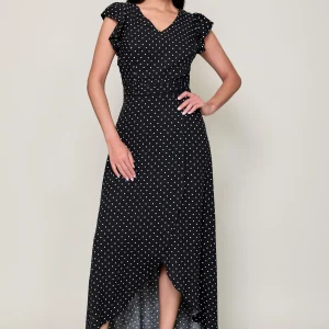 VESTIDO CASUAL NEGRO CON LUNARES