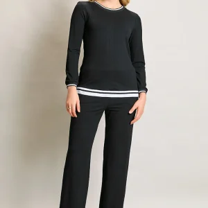 Conjunto casual color negro manga larga con pantalón