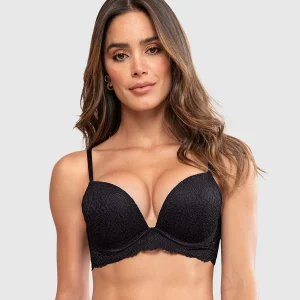 Sujetador doble push up escote profundo elaborado en encaje