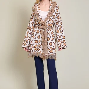 Abrigo largo casual manga larga estampado print