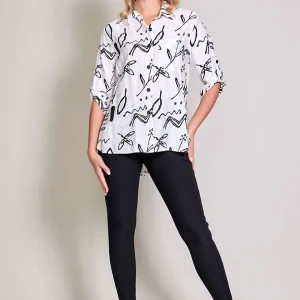 Blusa casual estampada manga 3/4 color blanco