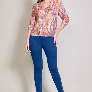 Blusa casual estampada cuello V manga 3/4