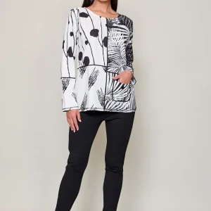 Blusa casual manga larga cuello redondo con estampado