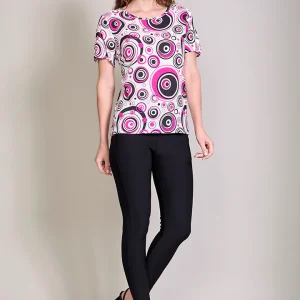 Blusa casual estampada cuello redondo color rosa
