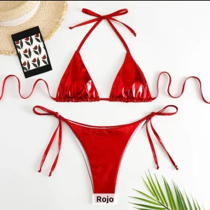 Bikinis elegantes radiantes metalizados de diseñadora