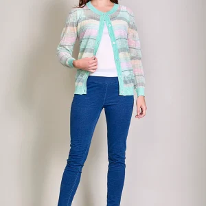 Suéter ligero manga larga multicolor con botones