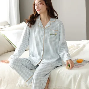 OFERTA -30% Pijamas dos piezas de 100% algodón suave y transpirable verde menta a cuadros,azul pastel cuadros, rosa liso y verde manzana.