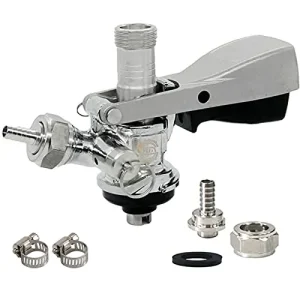 R30167 Acoplador de barril de cerveza Sankey S con válvula de alivio de presión y abrazaderas de manguera de regalo