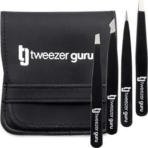 R34499 Pinzas de Depilar Profesionales Tweezer Guru Para Cejas (Set de 4)